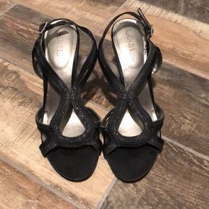 Black strappy high heals size 8.5